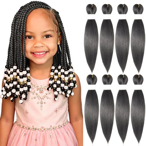 Vista 27 de Cabello trenzado burdeos, 10 pulgadas, 4 paquetes Cabello preestirado, trenzas de ganchillo cortas y rectas, textura Yaki, fibra sintética