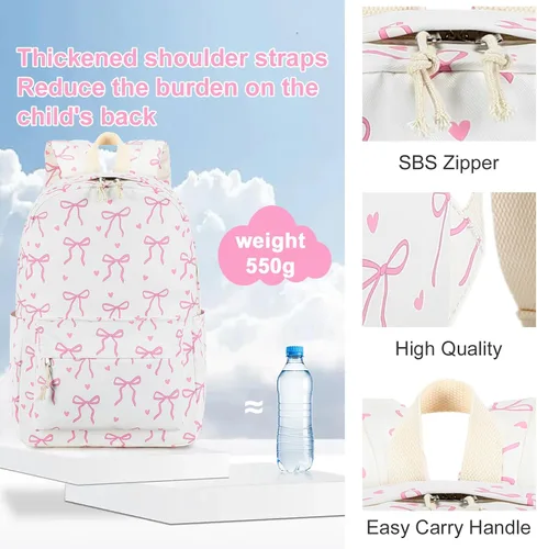 Vista 13 de LOIDOU Mochila para adolescentes y niñas, mochila escolar con lonchera y estuche para lápices, juego de bolsas escolares 3 en 1