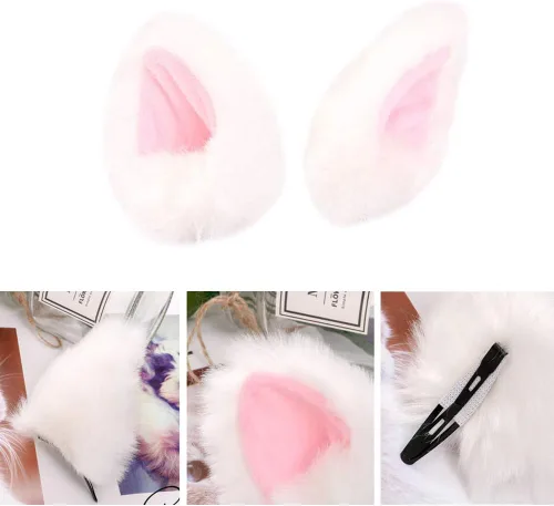 Vista 3 de BAOBAO, orejas de gato con pelo para disfraz de Halloween.
