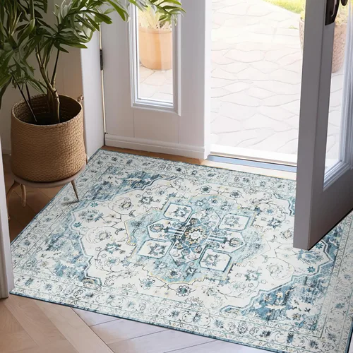 Vista 86 de jinchan Alfombra de Área 2x3 pies Alfombra Vintage de Entrada Lavable Bohemia Tapete Interior para Puerta Medallón Floral Tapete Pequeño para Puerta