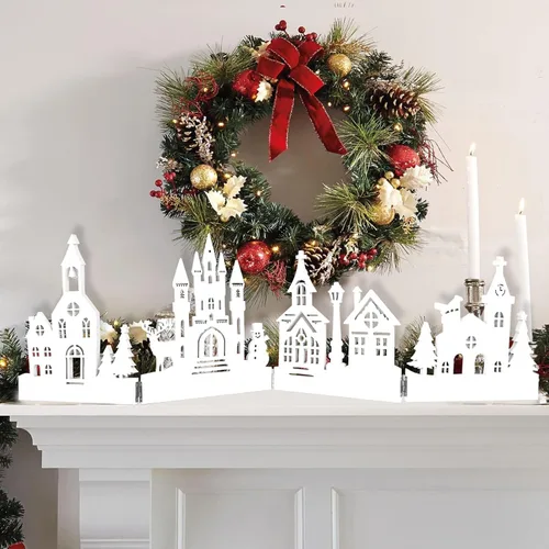 Vista 7 de Juego de centros de mesa de Navidad para mesas, decoración de mesa de iglesia plegable, decoración rústica de Navidad para el hogar, decoración