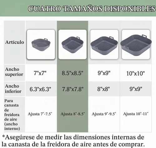 Vista 3 de Golden Associate Forros cuadrados de silicona para freidora de aire de 8 a 8.5 pulgadas, 2 unidades, antiadherentes, de grado alimenticio