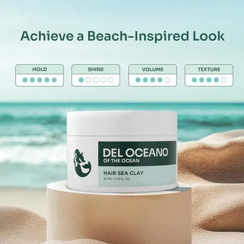Vista 5 de Del Océano - Arcilla marina para peinado, fijación fuerte, acabado mate, fórmula nutritiva arcilla capilar para hombres, ideal para peinados