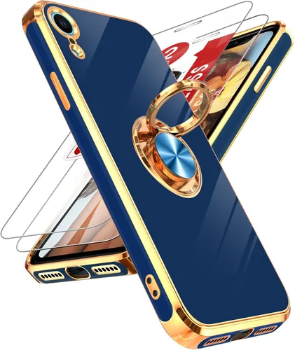 Vista 98 de LeYi Funda para iPhone XR: con Protector de Pantalla de Vidrio Templado [Paquete de 2] Soporte de Anillo Giratorio de 360°, Soporte Magnético