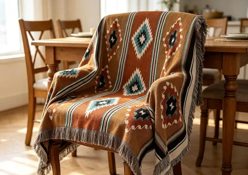 Vista 6 de Luxlovery Manta Aztec Boho Sherpa estilo navajo del suroeste, ligera y cálida, 35 x 59 pulgadas, color óxido de calabaza Aima