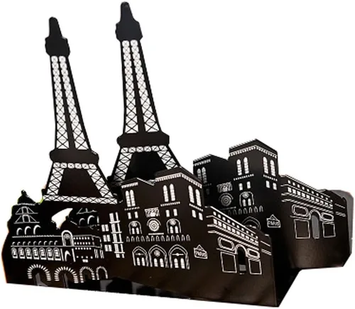 Vista 10 de Famoso monumento de Europa y América, sujetalibros decorativos de metal de hierro, organizador de libros para biblioteca, escuela, oficina, hogar