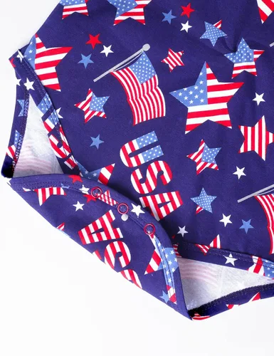 Vista 5 de COSLAND Body tipo polo de algodón para bebés y niños del 4 de julio