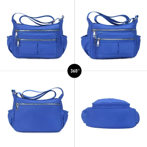 Vista 7 de Chinllo Bolso cruzado de nailon para mujer, con múltiples bolsillos, espacioso, bolso de hombro con correa
