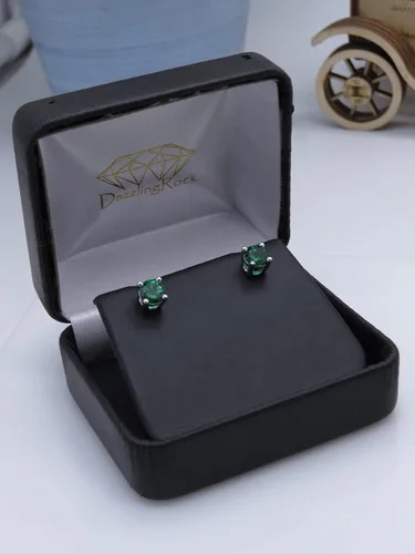 Vista 6 de Dazzlingrock Collection Aretes solitarios redondos de 0.217 in para ella en plata de ley 925