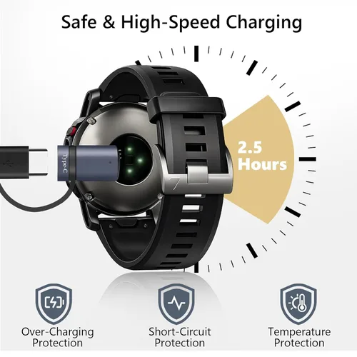 Vista 6 de Cable de carga para Garmin Watch, cable de carga USB de 3.3 pies con 2 conectores adaptadores de cargador para Garmin Fenix 5 5S 5X 7 7S 7S