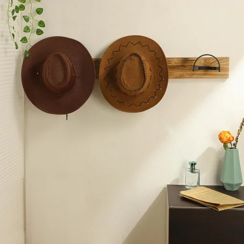 Vista 5 de Taozun 4 piezas Soporte para sombreros de vaquero para pared, soportes para sombreros para almacenamiento y exhibición, colgador de sombreros