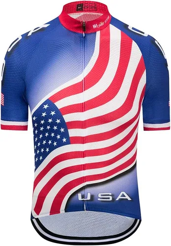 Vista 20 de Maillot de ciclismo de manga corta estilo USA Bike Tops con bolsillo raya reflectante 1cd8111