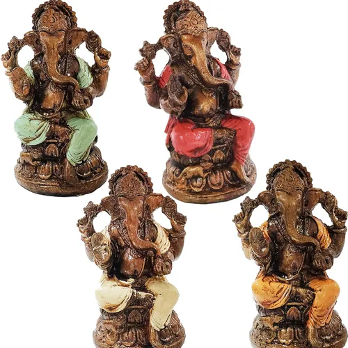Vista 12 de Ganesha - Cabeza de elefante y cuerpo humano que elimina obstáculos del camino de uno, decoración de dormitorio, oficina en casa, estatua Rojo