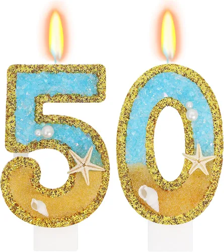 Vista 24 de Vela número 1 de estrella de mar de playa para decoración de pastel Plata