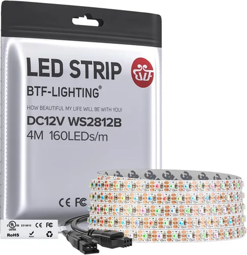 Vista 20 de BTF-LIGHTING WS2812B - Tira LED IC RGB 0.1 in, 0807SMD, DC5V, 3,2 pies, 160