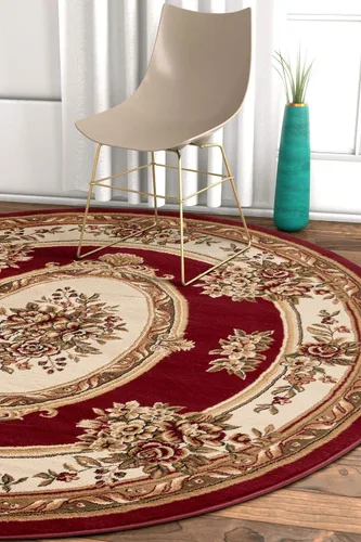 Vista 10 de Alfombra de pastoral con medallón de tejido suave y grueso, estilo europeo, con diseño floral y tradicional, fácil de limpiar, moderna, clásica