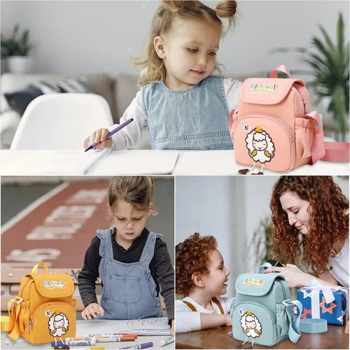 Vista 5 de MIRLEWAIY Lindo bolso cruzado de ovejas de dibujos animados para niñas bolso de mano con bordado de lámpara bolso de hombro para niños pequeños