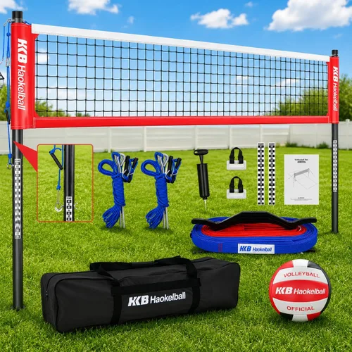 Vista 9 de Outdoor Volleyball Net for Backyard, 32FT Anti-Sag Net with Steel Poles