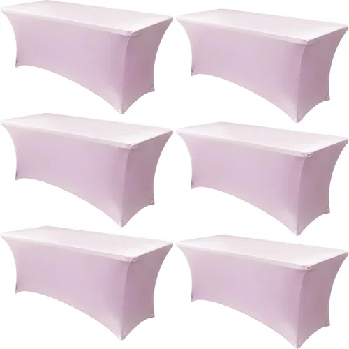 Vista 14 de Obstal Paquete de 6 Fundas de Mesa Elásticas de Spandex para Mesas de 6 Pies - Mantel Rectangular Universal Ajustado de 6 Pies Protector para Bodas