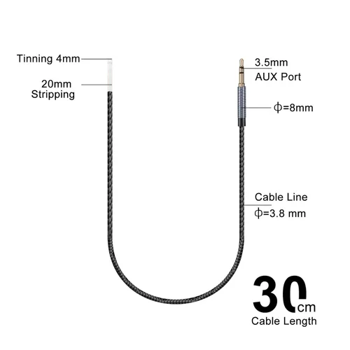 Vista 3 de UKCOCO 2 piezas de 1 pie de repuesto de 0.138 in macho a cable desnudo extremo abierto, TRS 3 polos estéreo 1/8 conector Jack Cable de audio
