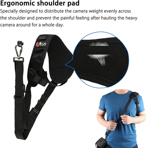 Vista 5 de Fotasy Correa de diseño ergonómico para cámara, correa ajustable para el cuello de la cámara, con liberación rápida y correa de seguridad