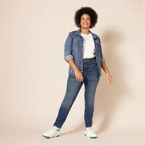 Vista 8 de Tienda Essentials Jeans ajustados de talle alto para mujer
