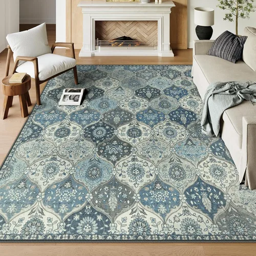 Vista 54 de Lahome - Alfombra marroquí antideslizante y lavable, pequeña alfombra oriental para dormitorio, cocina, entrada, baño, entrada, 61 x 91 cm, crema
