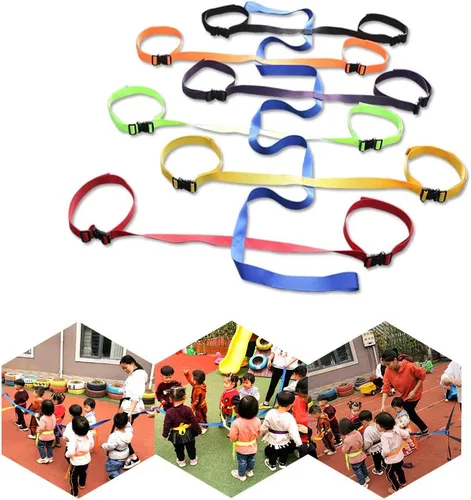 Vista 10 de KIKIGOAL Cuerdas de caminar para niños para preescolar, guardería, escuela, niños, al aire libre, asas coloridas para hasta 12 niños, 2 profesores