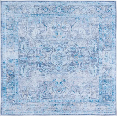 Vista 8 de SAFAVIEH Alfombra lavable Tucson Collection - 2'6" x 4', morado y azul, antideslizante y fácil de limpiar, ideal para sala de estar, dormitorio