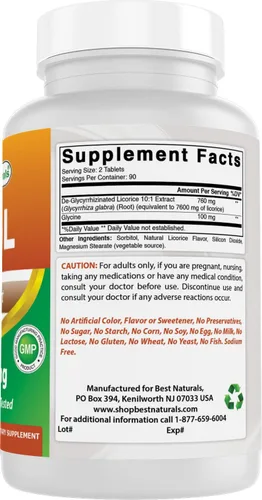 Vista 6 de Best Naturals DGL Masticable 380 mg 180 Comprimidos