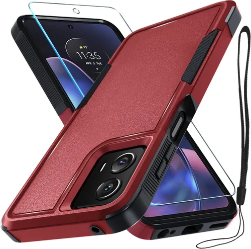 Vista 18 de Funda compatible con Moto G 5G 2024, cuerpo completo, resistente, resistente, a prueba de golpes, con correa de cordón, protector de pantalla