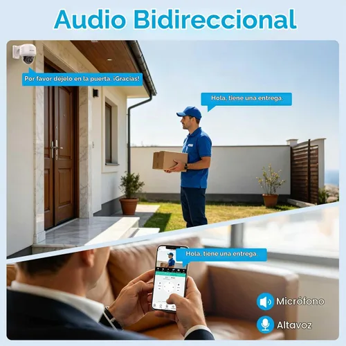 Vista 4 de VIKYLIN Cámara al aire libre 4K PTZ 8MP IP POE con audio de 2 vías Gris Blanco