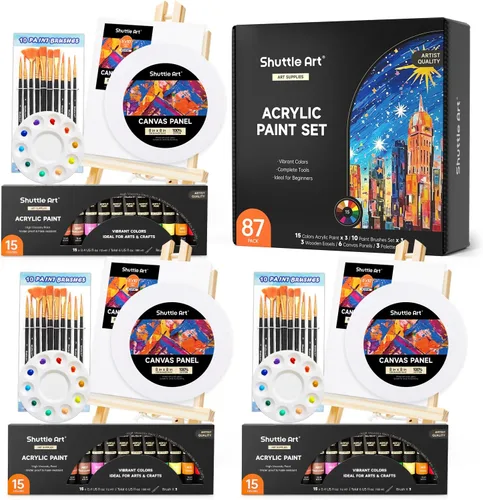 Vista 9 de Shuttle Art Kit de pintura para adultos y parejas, kit de pintura para citas nocturnas y manualidades, con 2 paquetes de pintura de 15 colores, 2