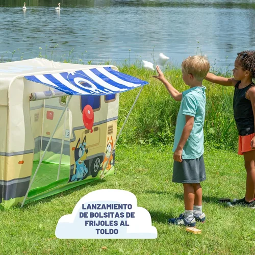 Vista 5 de BLUEY - Fuerte de actividades de campamento Juguete de casa de juegos para interiores y exteriores para niños Incluye cinco actividades, un