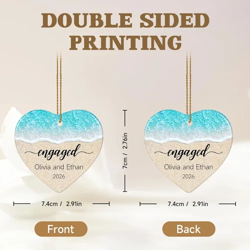 Vista 3 de Adorno personalizado para casados de primera Navidad 2026, regalos de compromiso para parejas, adorno de boda personalizado para recién casados