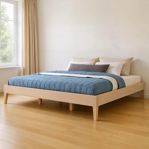 Vista 9 de Grain & Grove Cama con plataforma Bear (matrimonial), roble en relieve marrón oscuro