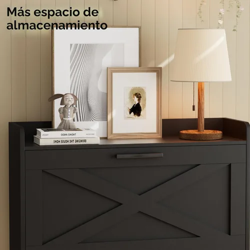 Vista 7 de Homleke Armario de Almacenamiento de Zapatos Estilo Granja de 32" de Ancho con 2 Cajones Abatibles y Diseño de Puerta de Granero, Estantes