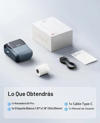 Vista 9 de NIIMBOT Etiquetadora B1 Pro de 300 DPI con impresión roja y negra, azul