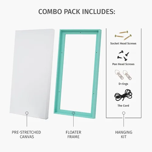 Vista 5 de PIXY CANVAS Paquete económico de lienzo estirado de 8 x 8 pulgadas de profundidad y marco flotante para tus pinturas/obras de arte, arte de pared