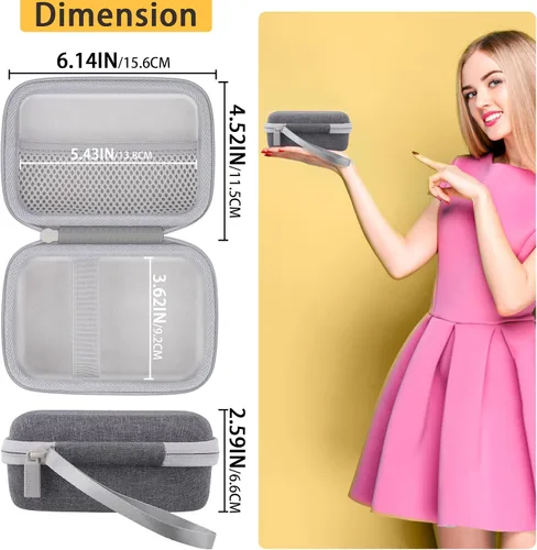 Vista 6 de co2CREA Estuche rígido de repuesto para impresora Fujifilm Instax Mini Link 3 2 1 (funda blanca ceniza + interior blanco)