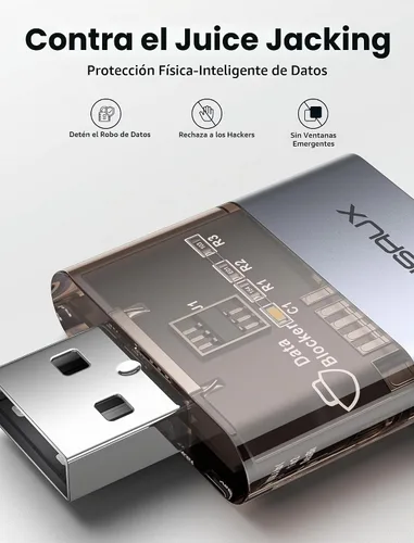Vista 4 de JSAUX Bloqueador de datos, bloqueador de datos USB 2 en 1, solo carga, paquete de 2, gris