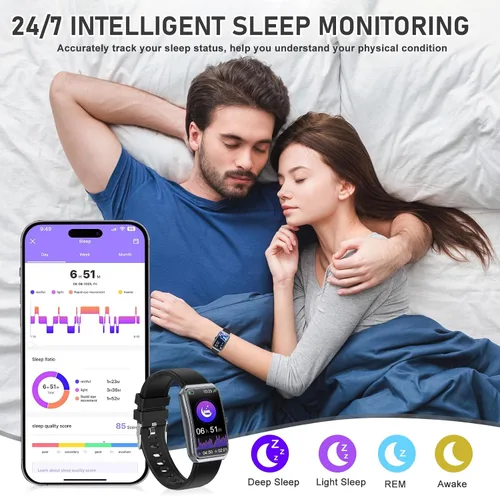 Vista 6 de Rastreador de actividad física con frecuencia cardíaca 24/7, oxígeno en sangre, rastreador de sueño, reloj de fitness impermeable, rastreador