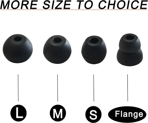 Vista 3 de Almohadillas de repuesto de silicona para Beats Flex, X, Powerbeats - Doble brida, goma, 8 pares de color negro