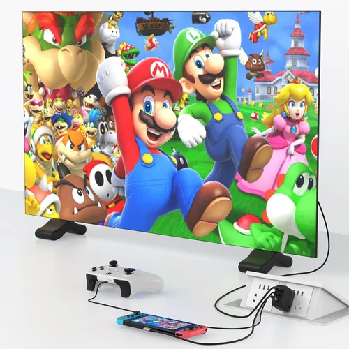 Vista 5 de Adaptador de cargador de muelle para interruptor OLED, cargador de interruptor portátil para modo de TV, base HDMI con cable de 4 pies, interruptor