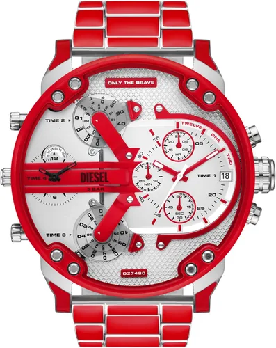 Vista 17 de Diesel Mr. Daddy 2.0 - Reloj de hombre con cronógrafo de tamaño extra grande y correa de acero inoxidable, silicona o cuero