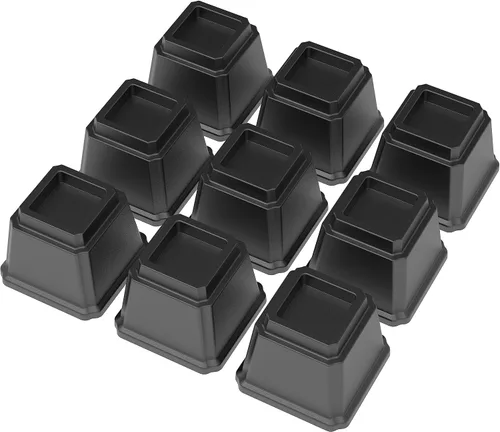 Vista 9 de Elevadores de Cama de 2 Pulgadas Resistentes Elevadores de Cama, Juego de 6 Eleva Hasta 2000 Libras Elevador de Muebles para Sofá y Mesa, Negro