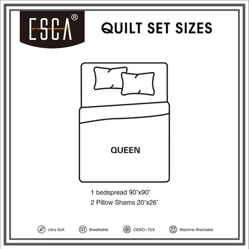 Vista 6 de ESCA - Juego de colcha de 3 piezas, tamaño Queen, con estampado de girasoles amarillos reversible, floral negro y verde