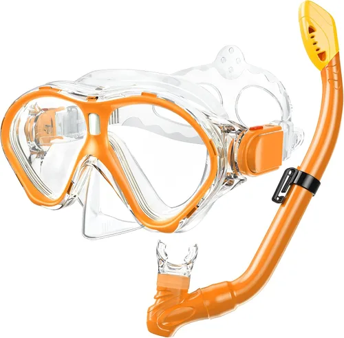 Vista 11 de Gintenco Juego de esnórquel para niños, máscara de buceo para niños como gafas de natación unisex, juego de máscara de buceo antivaho y esnórquel