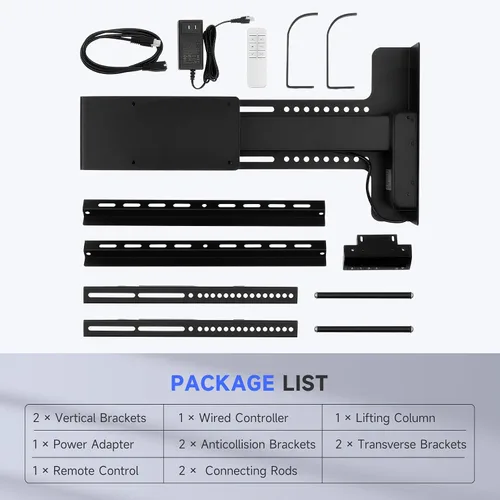 Vista 8 de CO-Z Elevador de TV motorizado para televisores de 32" a 57" de hasta 165 lb, 400x400 VESA, soporte con mecanismo de altura ajustable y montaje