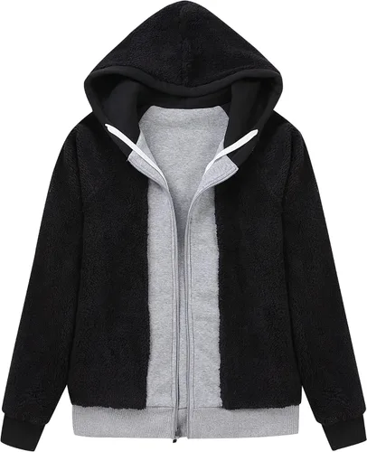 Vista 5 de ZITY Sudaderas con capucha para mujer, chaqueta de forro polar para invierno con forro